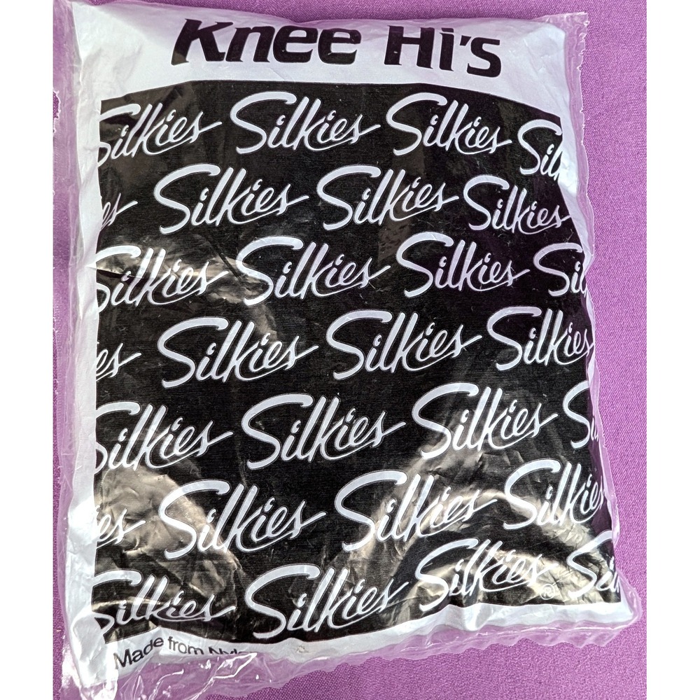 Silkies Knee Hi's White 3 Pair Pack 001004 Made In USA One Size Stay Up Band